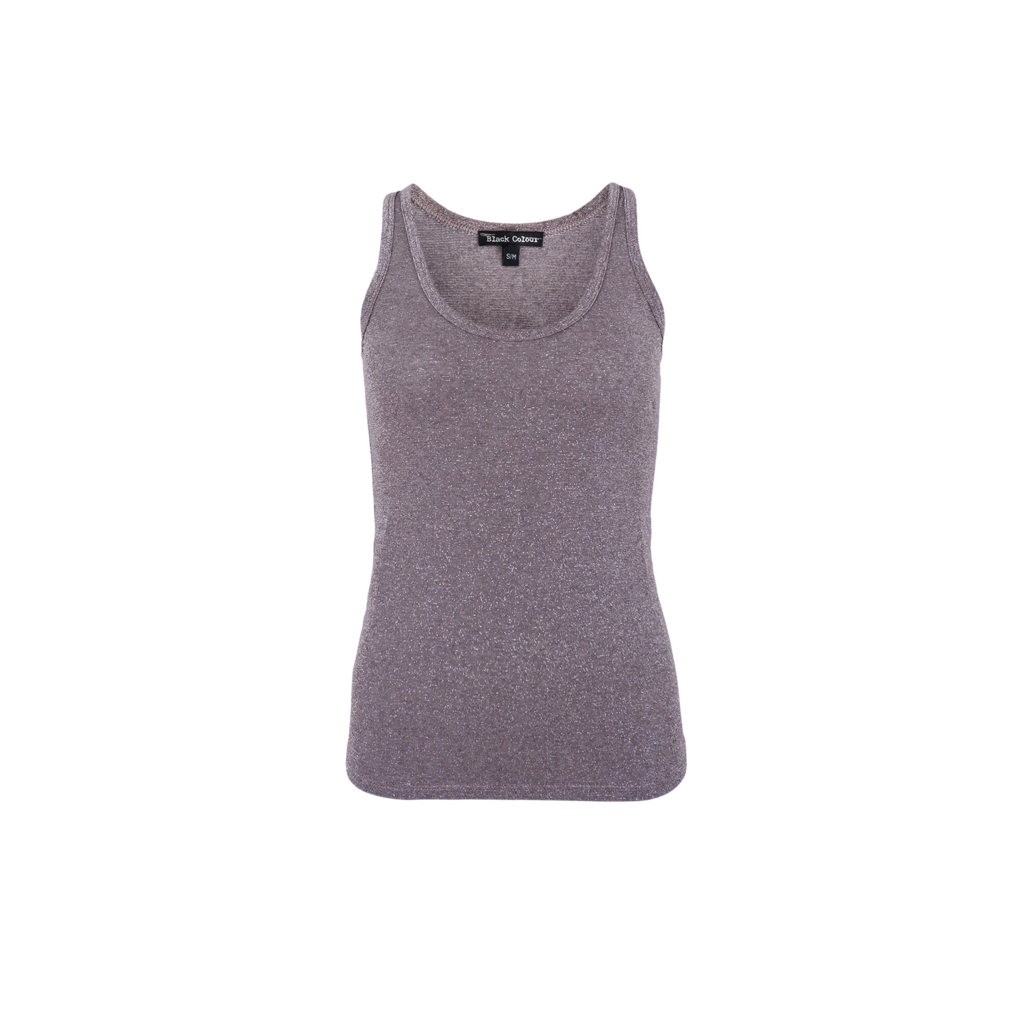 lurex top in taupe grey - black colour